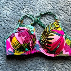 NWOT bra bikini 34DD wired padded cross cross
